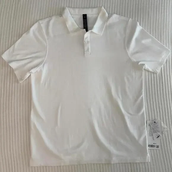 NWT Lululemon Cotton Pique Short-Sleeve Polo Shirt White Large